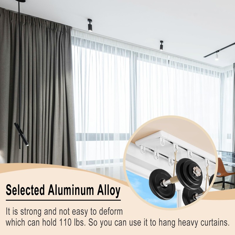 Double Row Curtain Track, Silent Heavy Duty Curtain Track Rail