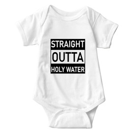 Straight Outta Holy Water Bodysuit Baby Baptismal Baby Bodysuit Baptism For Baby Boy Girl Clothes Christening Bodysuit