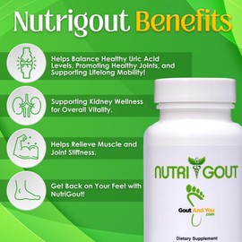 NutriGout Uric Acid Cleanse Supplement w/Turmeric, Celery Seed, Bromelain, Milk Thistle, Dandelion and Chanca Piedra, 60 Vegetarian Capsules of 500 mg Each