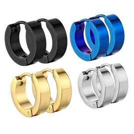 Pack of 8 Non-Pierced Earrings Ear Clips False Ear Hoop for Men and Women Stainless Steel 4 Colours