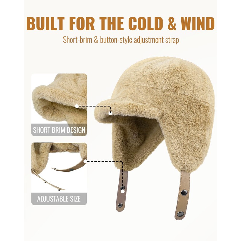 CLAPE Snow Trapper Hat Women's Winter Trooper Hat Ear Flap