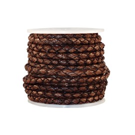 Cords Craft, cordón de piel trenzado de 3 mm para hacer joyas, cordón redondo de piel trenzado Bolo, pulseras envolventes, collares, manualidades, proyectos de pasatiempos, clásico café oscuro, rollo
