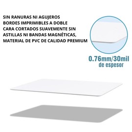 Timotech Paquete de 100 Tarjetas de Plástico PVC Blancas, Imprimibles en Doble Cara, Tamaño Estándar ISO CR80, Multiusos