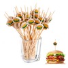 100PCS Hamburger Toothpicks Cocktail Picks Sticks Sandwiches Appetizers Cakes Dessert