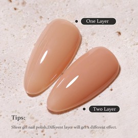 FZANEST Jelly Brown Nude Gel Polish, Sheer Milky Jelly Gel Nail Polish All Seasons Color Soak Off LED UV Varnish Nail Art Manicure #301,0.5 Fl Oz