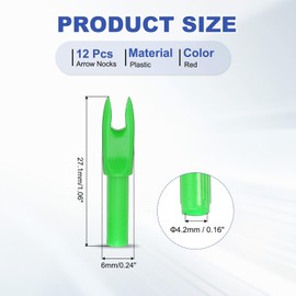 PATIKIL Archery Arrows Nocks 4.2mm, 12 Pack Plastic Insert Arrow Nock Replacement Arrow Tails for Hunting Shooting Compound Recurve Bow, Green