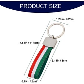 WUBAYI Llavero de la bandera de Italia - Llavero de bandera italiana con cinta de lona y lazo de metal, inoxidable y resistente a la luz, llavero de coche para hombres y mujeres