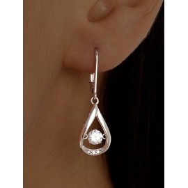 JC Jeweller Carat Women's Earrings Silver 925 Dancing Zircon Dance Earrings Dancing Stones Hanging Earrings for Women Gifts for Women, Silver