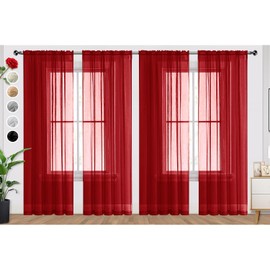 SpaceDresser - Cortinas transparentes de 4 paneles rojas de 208 cm x 90 cm, para recámara y sala de estar