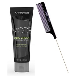 Affinage ASP Mode CURL CREAM Firming Creme (w/Sleek Steel Pin Rat Tail Comb) Shape Definer & Hair Curl Amplifier (4.23 ounce size)