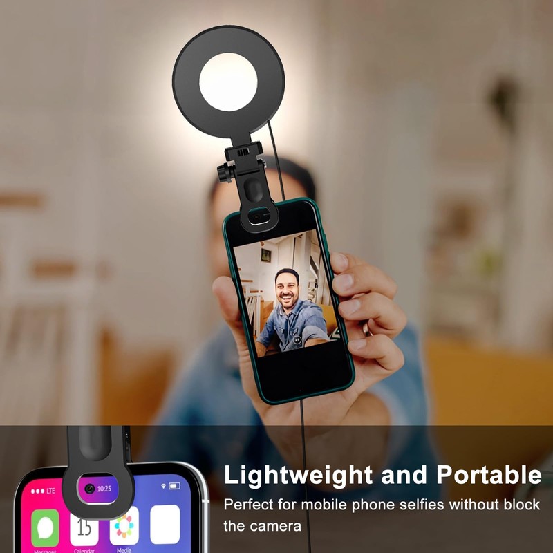 Ring Light with Tripod and Clamp, [3 Color, 5 Brightness