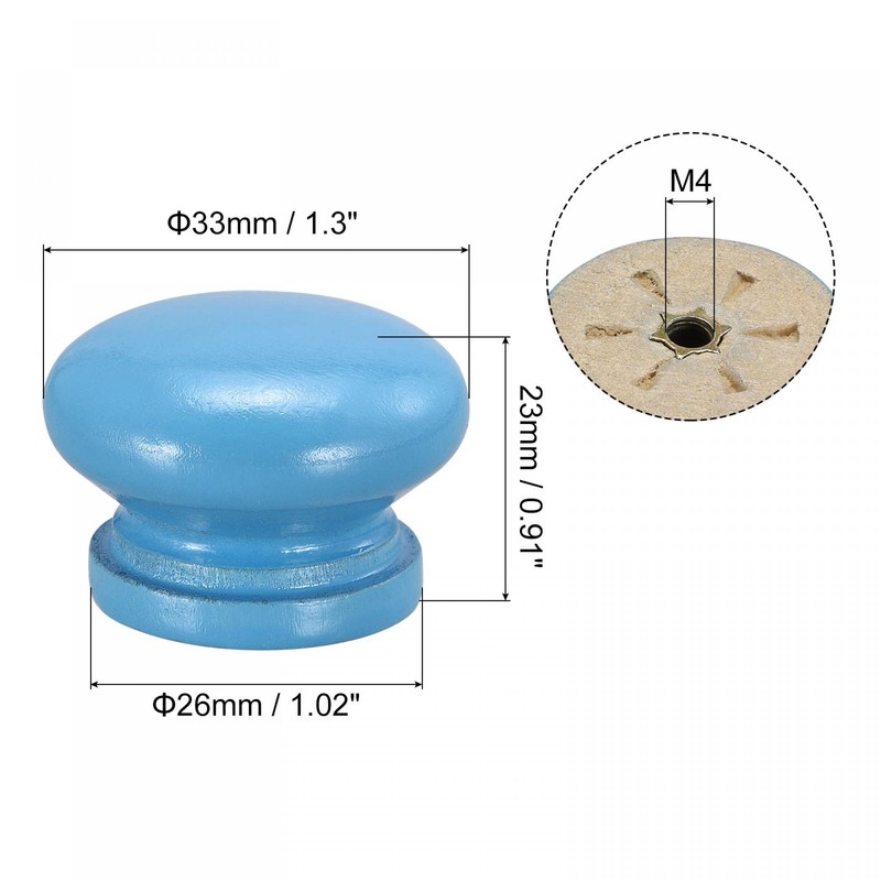 sourcing map Round Wood Knobs, 8pcs 33x23mm Pull Handles for
