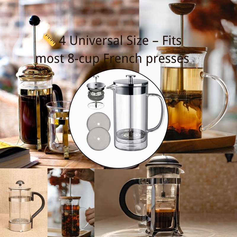 6 Pcs Stainless Steel French Press Replacement Filters 4 Inch