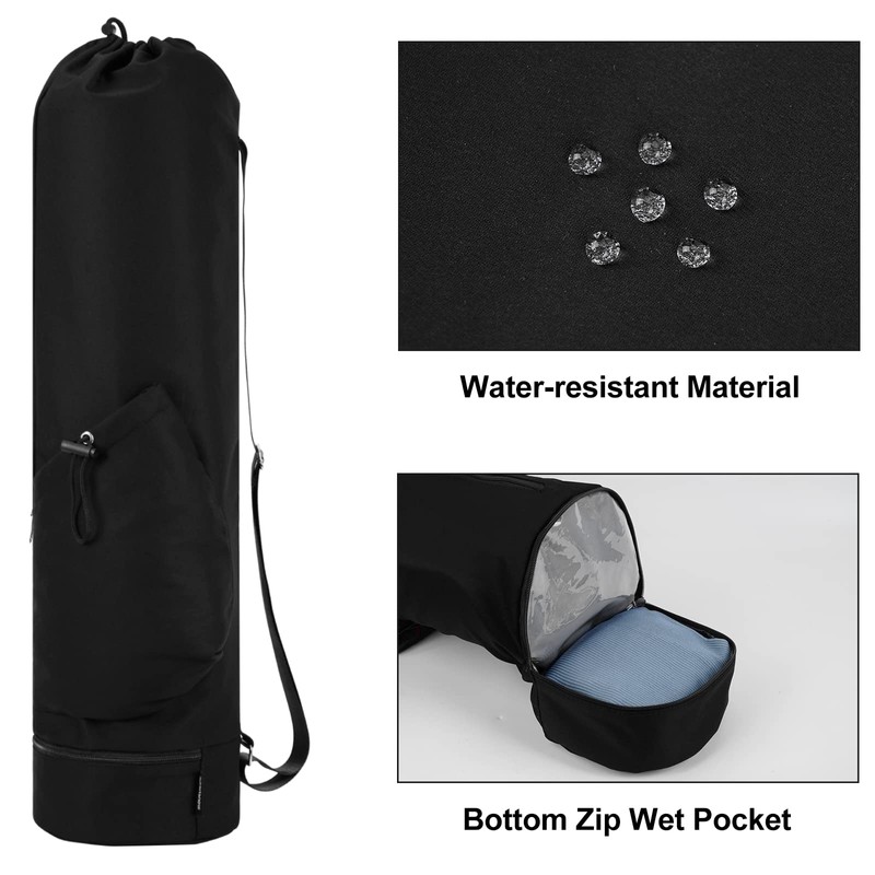 Yoga Mat Bag with Bottle Pocket and Bottom Wet Pocket