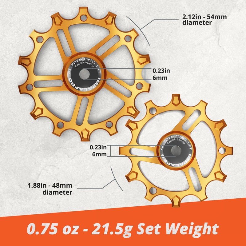IMPALAPRO - Set of 2 Ceramic Jockey Wheels 12T-14T Aluminium