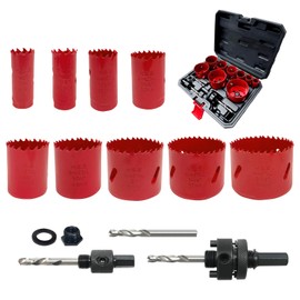 Greywolf 15 pcs Bi-Metal Hole Saw Set, M3 HSS Hole Saw Kit with 3/4"-2-1/2" (19-64mm) 9 pcs Hole Saw Blades, Boxed, with Arbor, Drill Bit, Hex Wrench, for Metal, Wood, Plastic