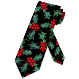 Three Rooker Christmas Ties Mens Holiday Holly Necktie Festive Xmas Tie for Men