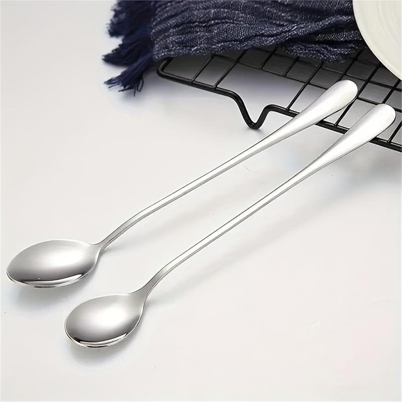 Stainless Steel Long Handle Spoons Set, Ice Cream Coffee Tea