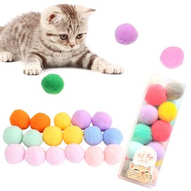 Cat Pom Ball 3CM 20 PCS Indoor Cat Toy Kitten Toy Interactive Ball Cat Color Bouncy Ball