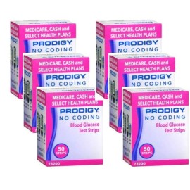 PRODIGY No Coding Blood Glucose 300 Test Strips 6 Boxes Of 50 Count Exp 11/17/26