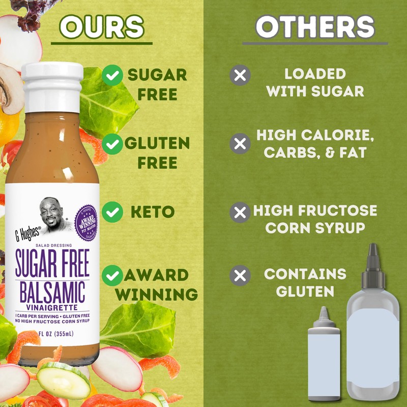 G Hughes Balsamic Vinaigrette Salad Dressing, Sugar Free, Gluten Free,