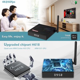 TANIX TX68 Android 12.0 Smart TV Box Allwinner H618 Quad-core 4K Media Player AV1 H.265 VP9 Decording 2.4G&5G Dual Band WiFi BT5.0 Digital Display with Remote Control
