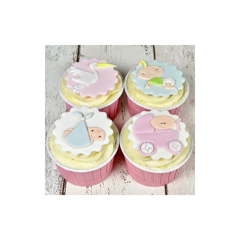 FMM Adorable Baby Icing Cutter Fondant Stork Pushchair Baby Shower