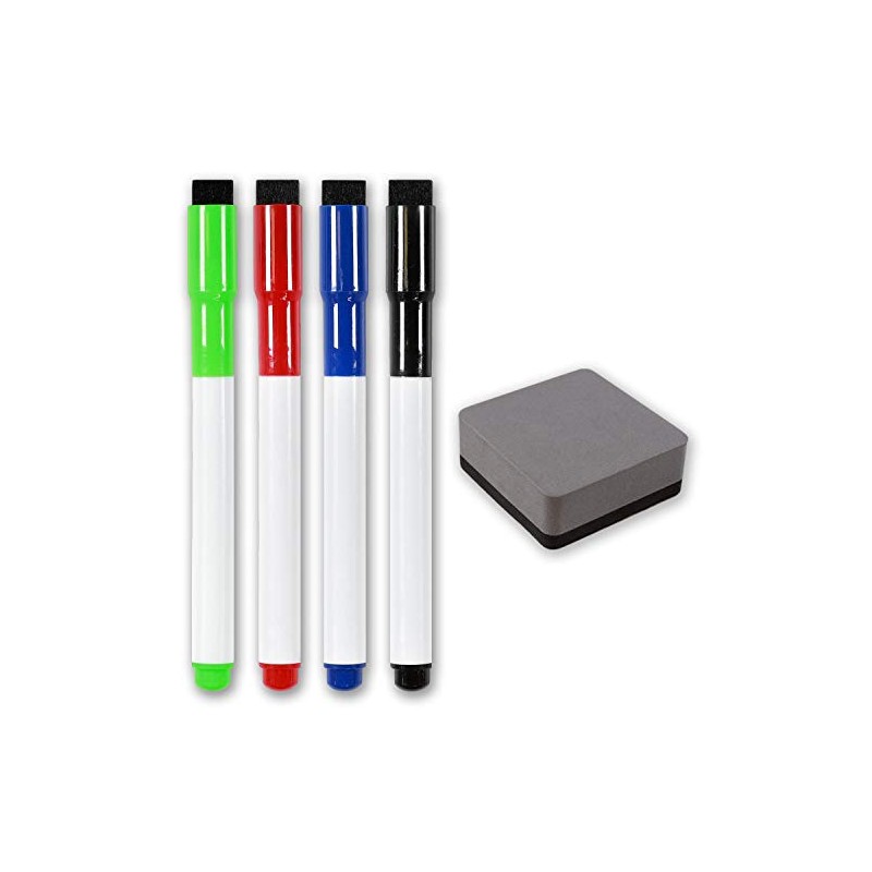 TMS Magnetic Whiteboard Marker, Dry Wipe Pens and Magnetic Eraser
