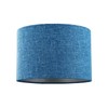 Contemporary and Sleek Navy Midnight Blue Linen Fabric Drum Lamp