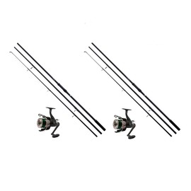 Lineaeffe 2 x Carp Set Carp Rod + Free Spool Reel + Carp Line 3-Piece / 3.60 m / 3.00 lbs