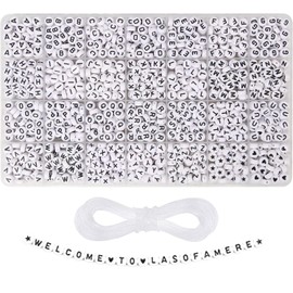 1400pcs White Letter Beads 4x7mm Oblate Alphabet Beads Acrylic Letter Bead Kit for Jewelry Making and DIY Crafts, Bracelets, Key Chains