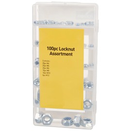 TA-VIGOR 100Pcs Nylon Hex Lock Nuts Assortment Kit, M4 M5 M6 M8 M10 M12 Stainless Steel Nylon Insert Self-locking Nuts, Hexagon Threaded Nyloc Nut Set with Storage Box for Lock Washers Bolts Screws