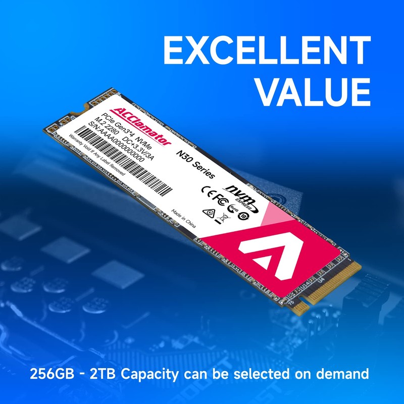 Acclamator 512GB SSD NVMe M.2 2280 PCIe Gen3x4 Internal Solid