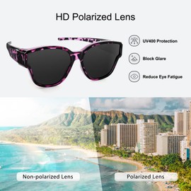TINHAO Polarised Fit Over Glasses Sunglasses For Women Men Trendy Wrap Around Shades UV400 Protection(Purple leoapard, Pink)