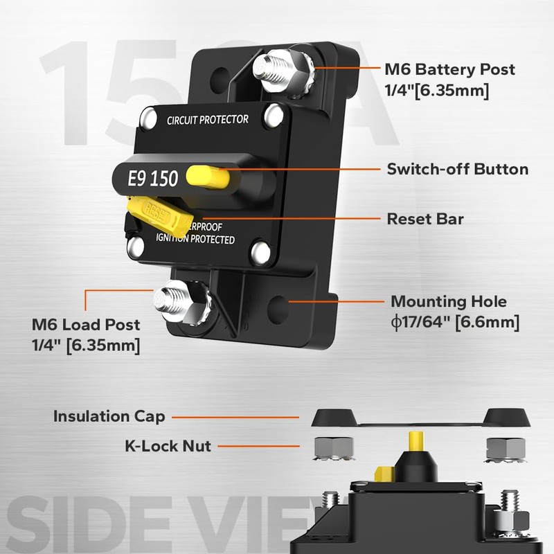 LiTime 150A Switchable Circuit Breaker for LiFePO4 Batteries, Easy to