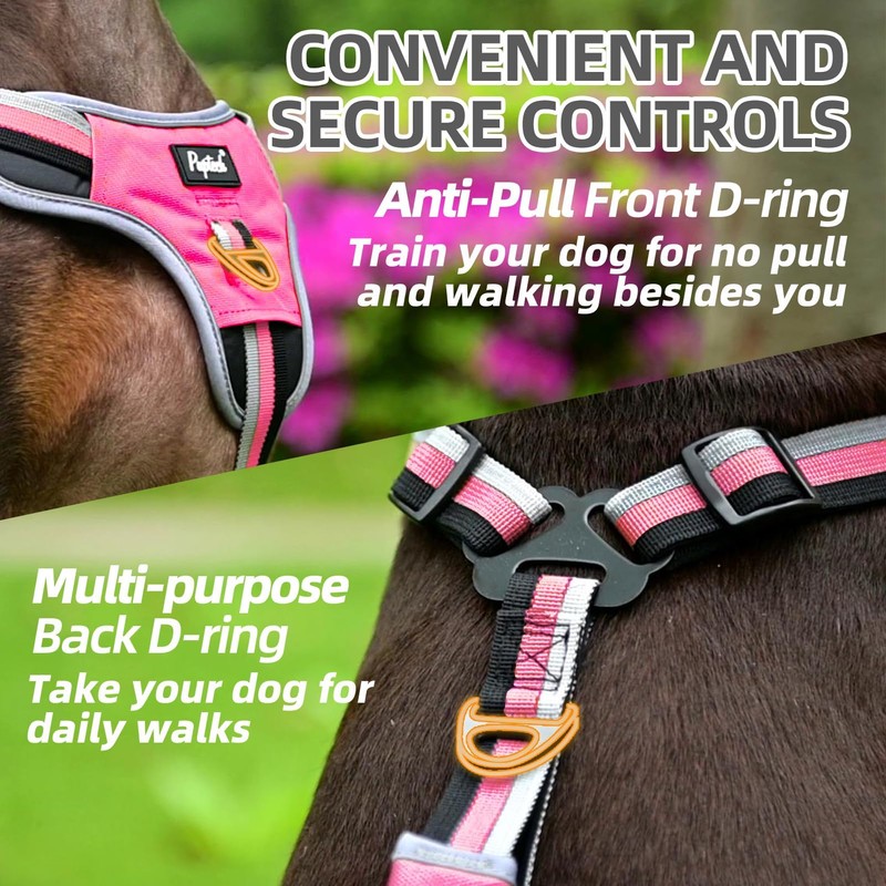 PUPTECK Escape Proof Dog Harness with Padded Handle, No Pull