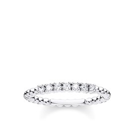 THOMAS SABO Ball Ring with White Stones 925 Sterling Silver TR2323-051-14-54, Sterling Silver, Cubic Zirconia
