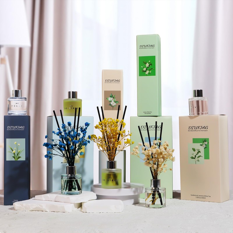 Freesia Jasmine White Tea Reed Diffuser Set, 3.4 oz Scent