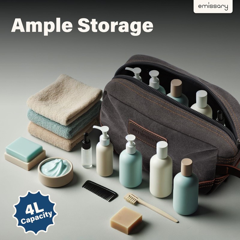 emissary Toiletry Bag for Men, Canvas Travel Toiletry Bag Men's
