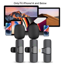 GOGARA GOGARA Microphone for iPhone, 2 Pack Wireless Microphones, Mini Mic, Lavalier, Recording Lapel Mic, Plug-Play, Clip On Microphone with Noise Reduction for Interview/Tiktok (for iPhone14 and Below)