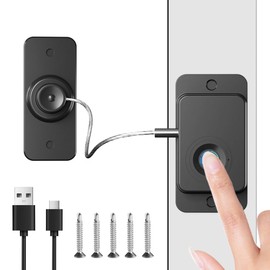 Fridge Lock with Fingerprint, Cabinet Lock Baby, USB Charging, No Drilling, Child Lock, Window Lock for Drawers, Cupboards, Fridge Drawer