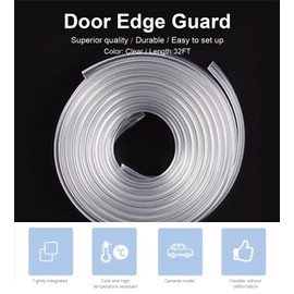 Car Door Edge Guards, 32ft Clear Chrome Universal U Shape Rubber Sealed Door Edge Protection Fit for Most Car