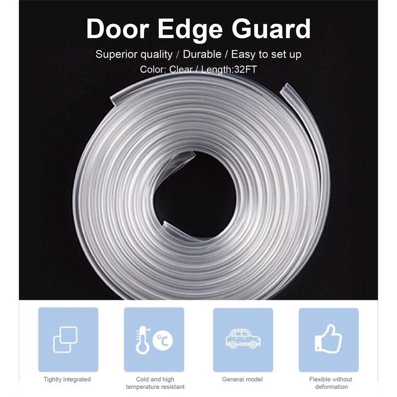 Car Door Edge Guards, 32ft Clear Chrome Universal U Shape