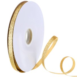 Panelee 100 Yards Christmas Metallic Glitter Ribbon 0.4 Inch Wide Sparkly Shine Fabric Wrapping Ribbon for Gift Wrapping Wedding Xmas Birthday Party Crafts Decorations (Gold)