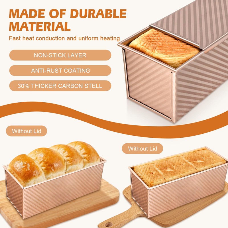 2Pack Loaf Pans with Lids – 2.2 LB & 1