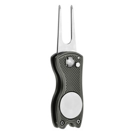PATIKIL Golf Divot Repair Tool, Foldable Metal Golf Green Divot Tool with Magnetic Ball Marker & Stainless Steel Fork for Golfer, Grey