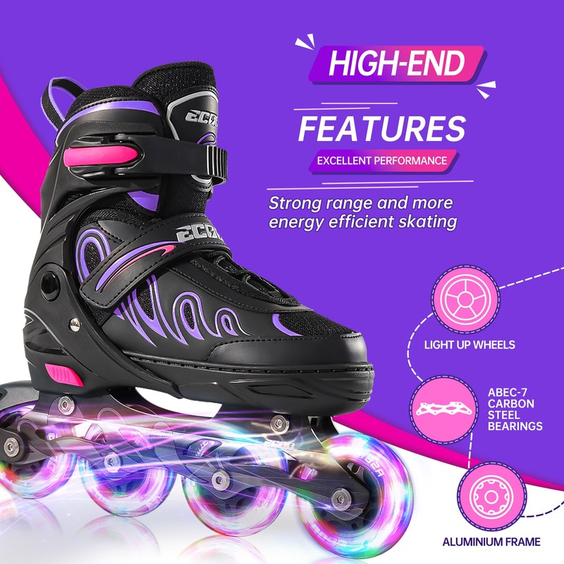 ECOO Inline Skates for Girls and Boys Ages 5-8 8-12