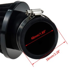 Sydien Filtro de aire universal para motocicleta, piezas modificadas reemplazables para aumentar el flujo de aire en el motor, 48RAD con abrazadera ajustable (negro)
