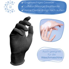 Cotton Gloves, 1 Pair with Elastane, Soft Protective Cotton Gloves with Tight Cuffs, Gloves Made of Cotton, Dermatest: Very Good, Black