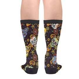 Sigouyinei Mexico Mexican Paisley Dead Candy Skeleton Skull Casual Funny Funky Novelty Socks For Men Women